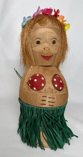 Vintage coconut carved hula - vintage,
